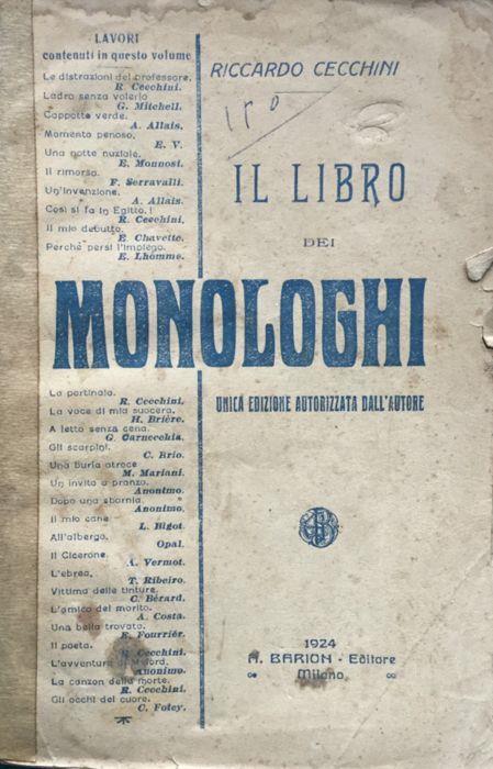 Il libro dei monologhi - Riccardo Cecchini - copertina