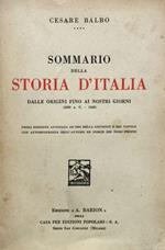 Sommario della Storia d'Italia. Dalle origini fino ai nostri giorni (2600 a.C.-1848). 1a ed. annotata