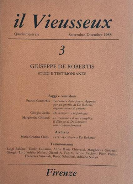 Il Vieusseux n. 3 settembre - dicembre 1988 - copertina