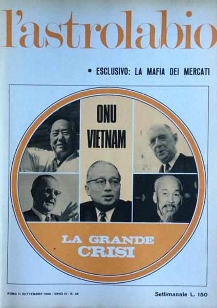 L' Astrolabio settimanale 11 settembre 1966. ONU Vietnam - copertina
