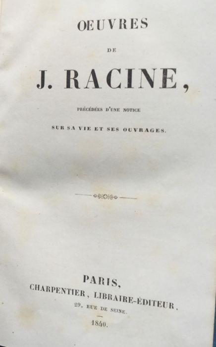 Oeuvres de J. Racine. Charpentier 1840 - Jean Racine - copertina