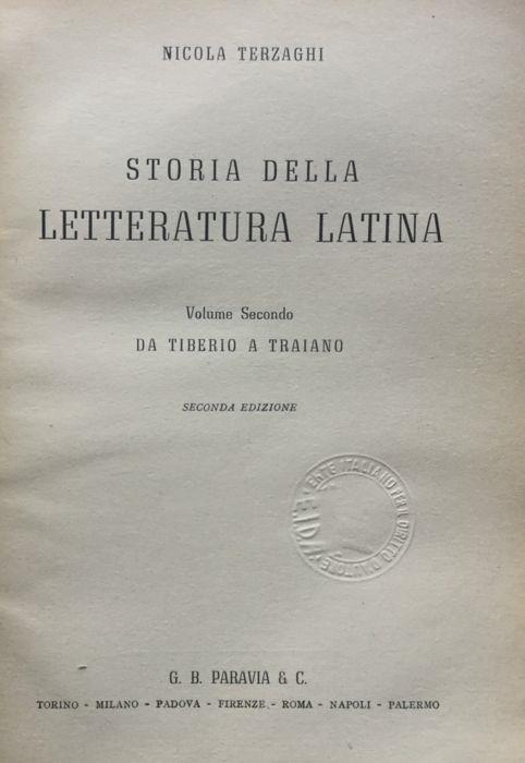 Storia della letteratura latina. Vol. II Da Tiberio a Traiano - Nicola Terzaghi - copertina