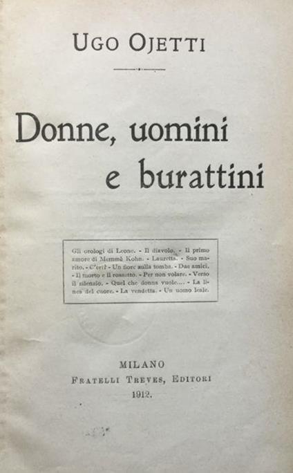 Donne, uomini e burattini - Ugo Ojetti - copertina