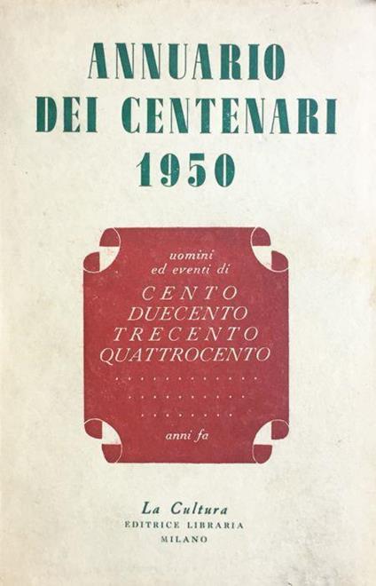 Annuario dei centenari 1950 - copertina