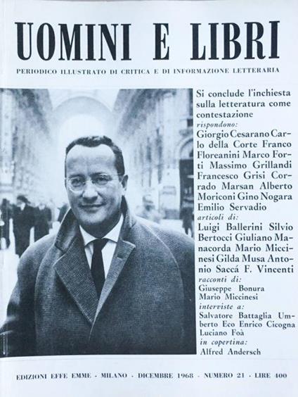 Uomini e libri (rivista) 1968 n. 21 - copertina