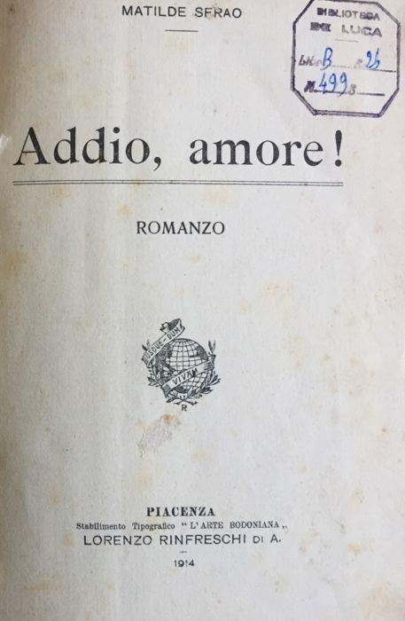 Addio, amore! - Matilde Serao - copertina