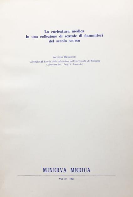 La caricatura medica in una collezione di scatole di fiammiferi del secolo scorso - Antonio Brighetti - copertina