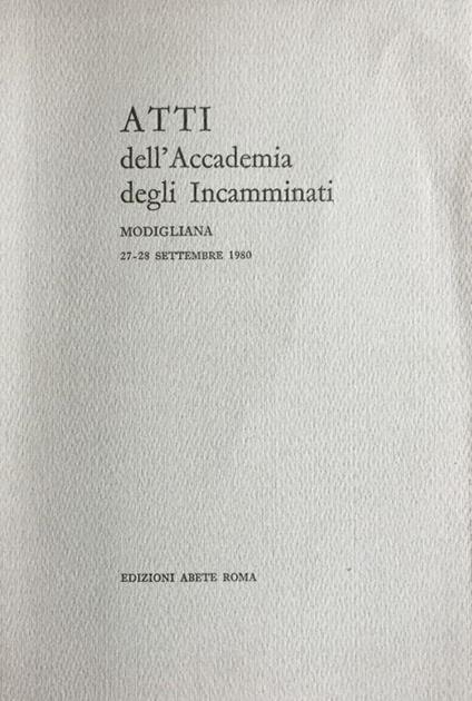 Atti dell'Accademia degli incamminati 1980 - copertina