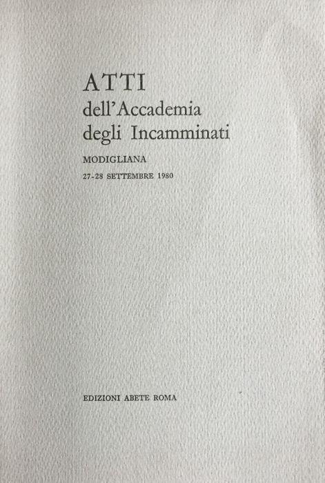 Atti dell'Accademia degli incamminati 1980 - copertina