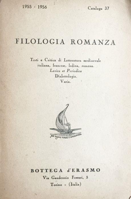 Filologia romanza catalogo 1955-1956 Bottega d'Erasmo - copertina