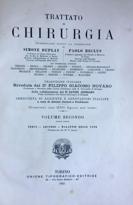 Trattato di chirurgia - Simon Duplay - copertina