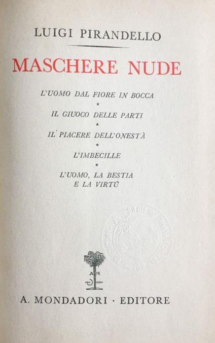 Maschere nude - Luigi Pirandello - copertina