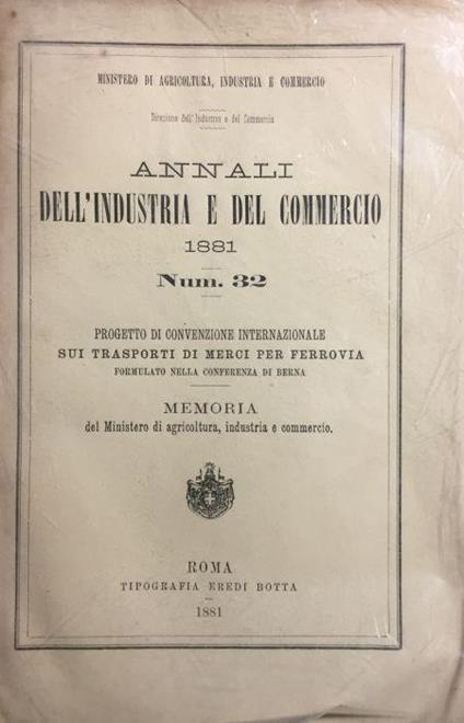 Annali dell'industria e del commercio 1881 n. 32 - copertina