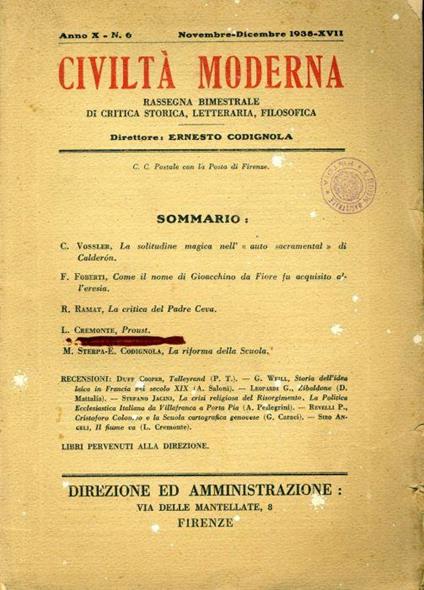 Civiltà Moderna n. 6 (1938) - copertina
