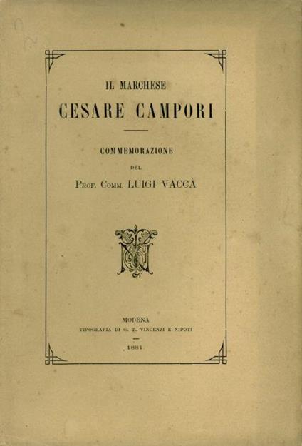 Il marchese Cesare Campori (commemorazione) - Luigi Vaccà - copertina