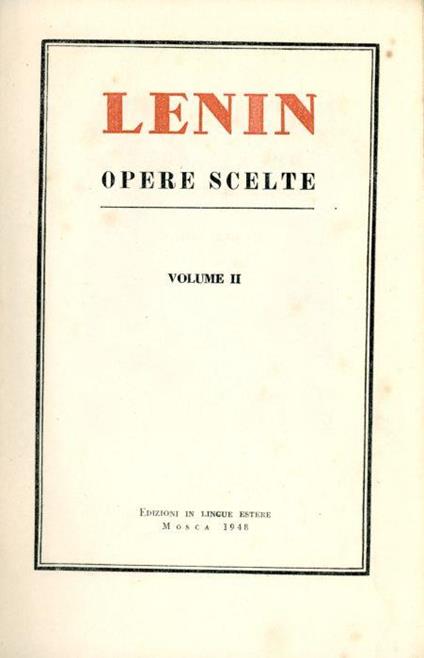Opere scente. Volume II - Lenin - copertina