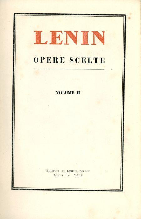 Opere scente. Volume II - Lenin - copertina