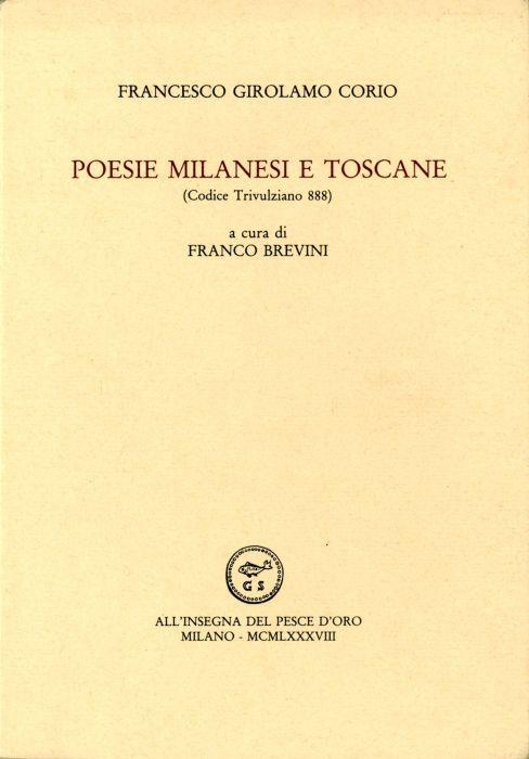 Poesie milanesi e toscane (Codice Trivulziano 888) - Francesco Corso - copertina