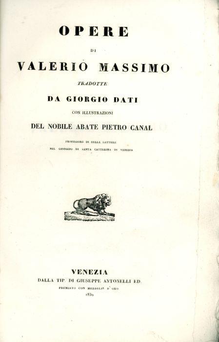 Opere di Valerio Massimo - Valerio Massimo - copertina
