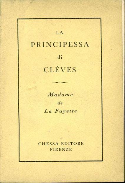 La principessa di Cleves - Marie-Madeleine de Lafayette - copertina