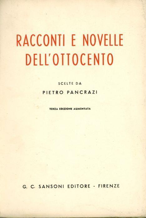 Racconti e novelle dell'Ottocento - Pietro Pancrazi - copertina