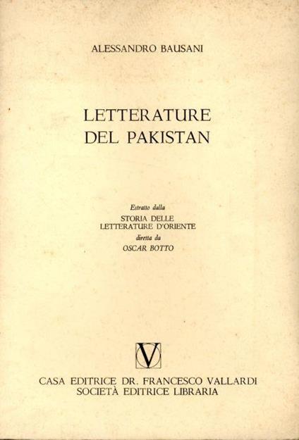 Letterature del Pakistan - Alessandro Bausani - copertina