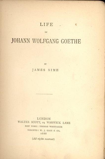 Life of Johann Wolfgang Goethe - copertina