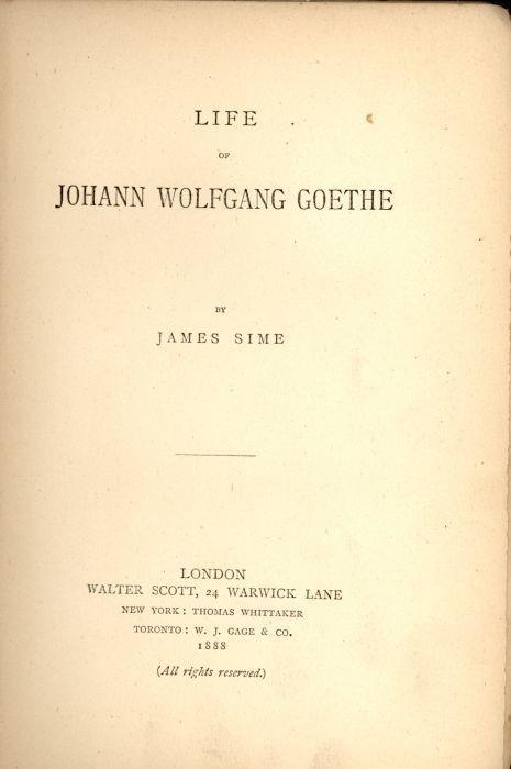 Life of Johann Wolfgang Goethe - copertina