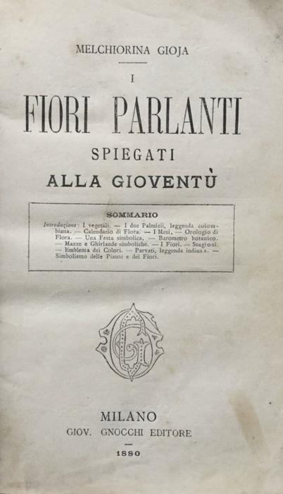 I fiori parlanti spiegati alla gioventu - Melchiorre Gioja - copertina