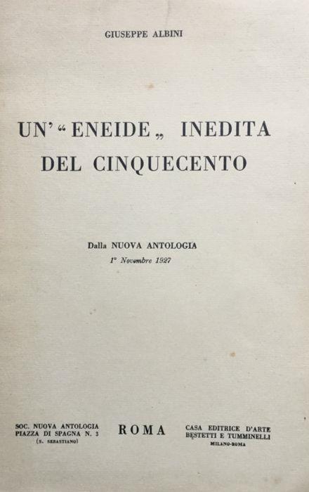Un' Eneide inedita del Cinquecento - Giuseppe Albini - copertina