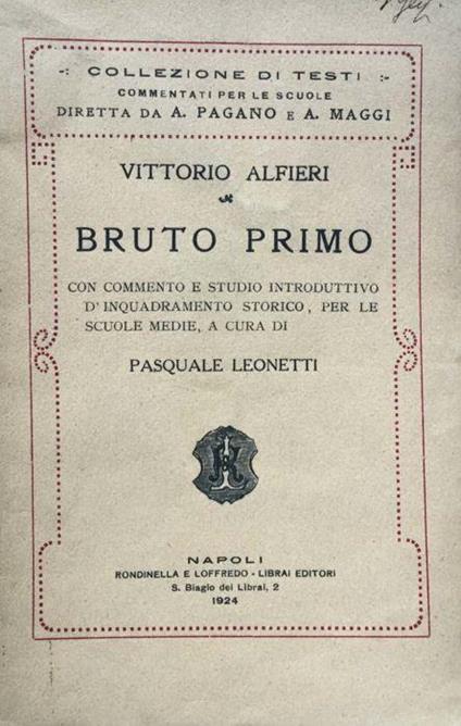 Bruto primo - Vittorio Alfieri - copertina