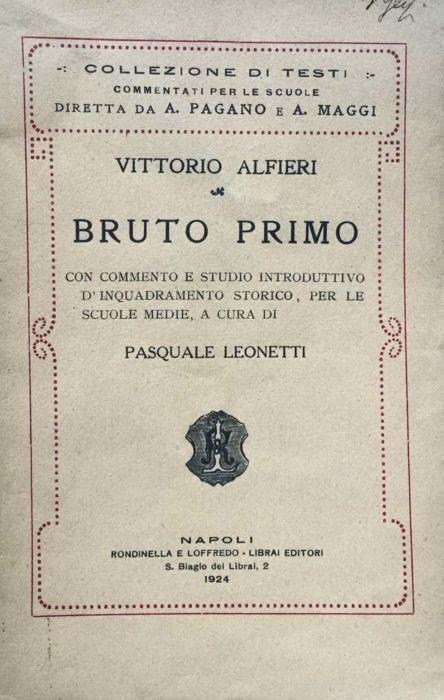 Bruto primo - Vittorio Alfieri - copertina