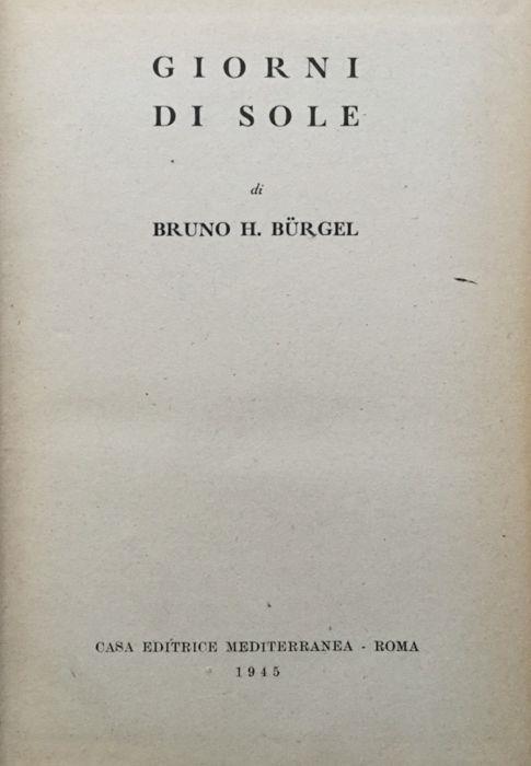 Giorni di sole - Bruno H. Bürgel - copertina