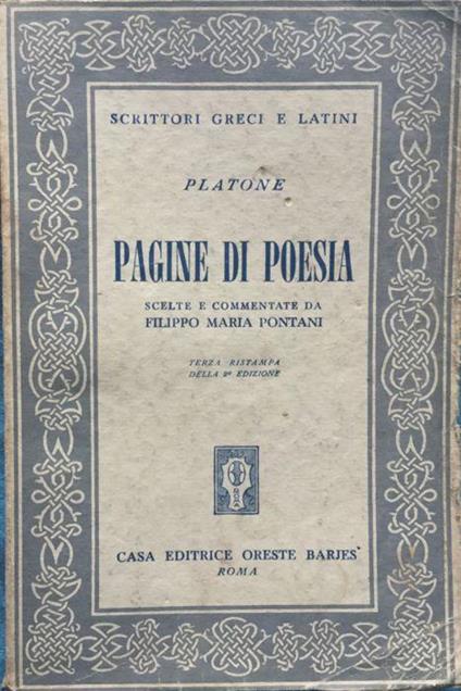 Pagine di poesia - Platone - copertina