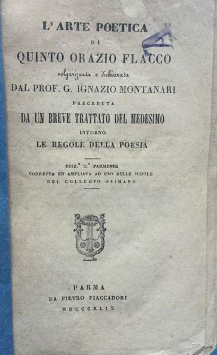 L' arte poetica - Q. Flacco Orazio - copertina