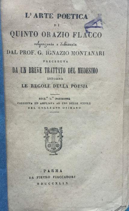 L' arte poetica - Q. Flacco Orazio - copertina