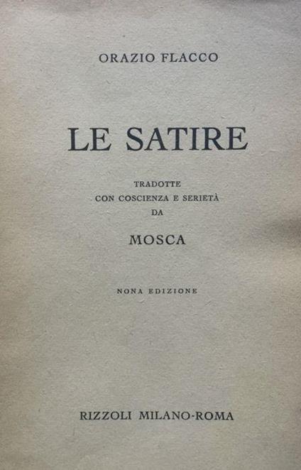 Le Satire - Q. Flacco Orazio - copertina