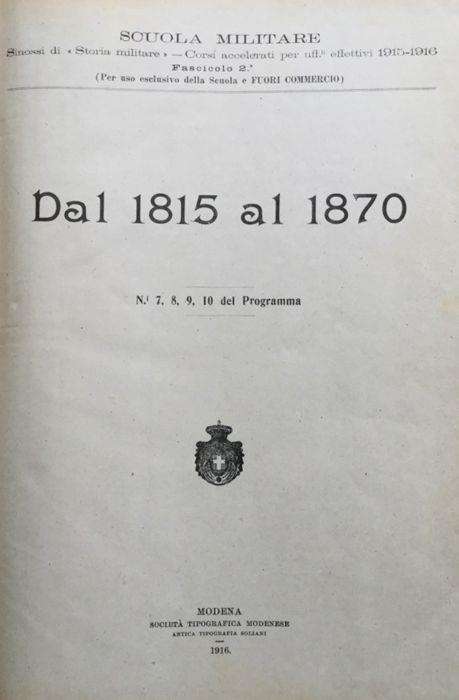 Dal 1815 al 1870. Sinossi di storia militare - copertina