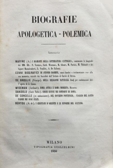 Biografie. Apologetica-polemica - copertina