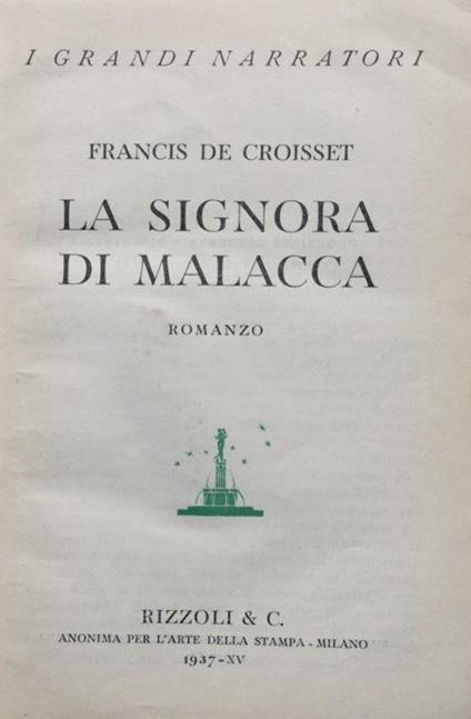 La signora di Malacca - copertina