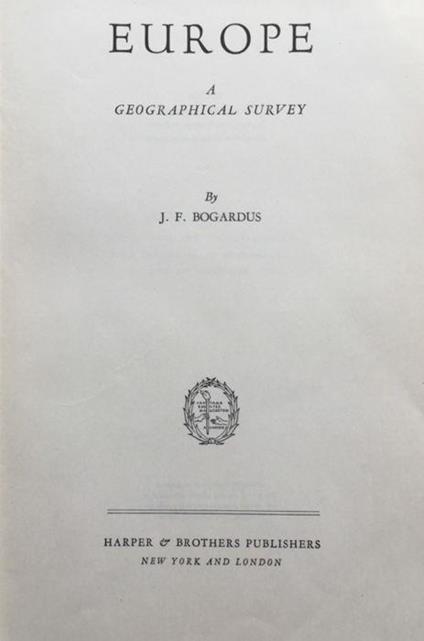 Europe: a geographical survey - copertina