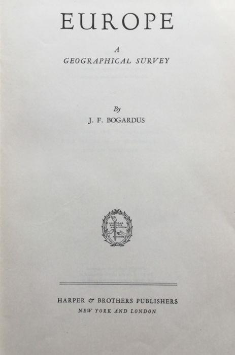 Europe: a geographical survey - copertina