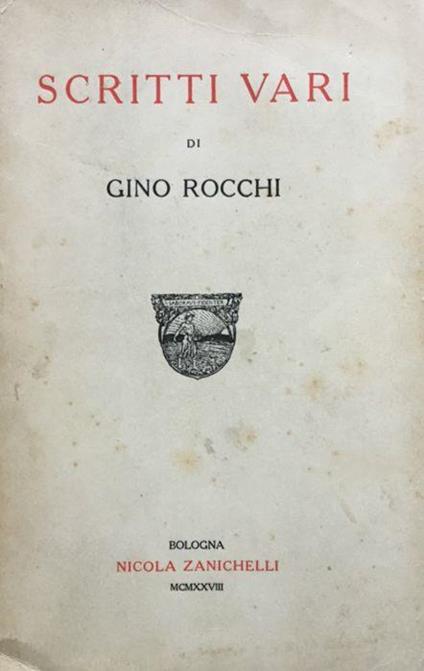 Scritti vari - Gino Rocca - copertina