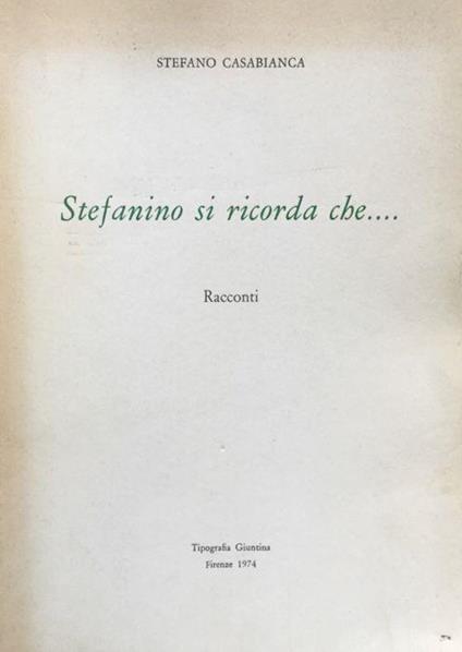 Stefanino si ricorda che - copertina