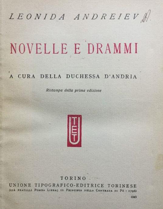 Novelle e drammi - Leonid Andreev - copertina