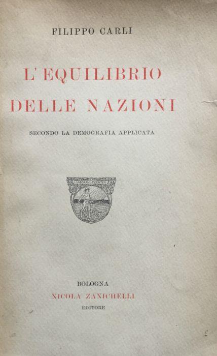 L' equilibrio delle nazioni secondo la demografia applicata - Filippo Carli - copertina