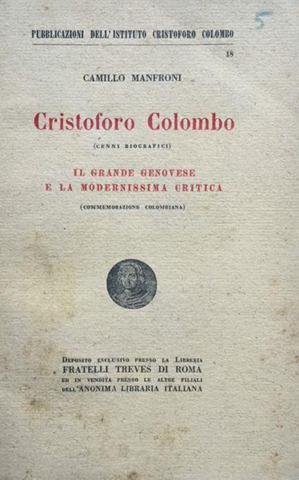 Cristoforo Colombo - Camillo Manfroni - copertina