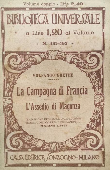 La campagna di Francia - l'assedio di Magonza - Johann Wolfgang Goethe - copertina