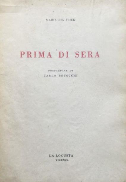 Prima di sera - Maria Pia Flick - copertina