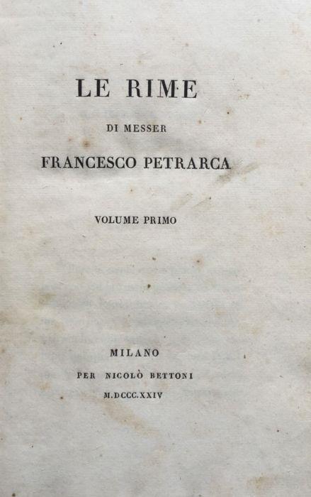 Le rime di messer Francesco Petrarca, volume primo - Francesco Petrarca - copertina